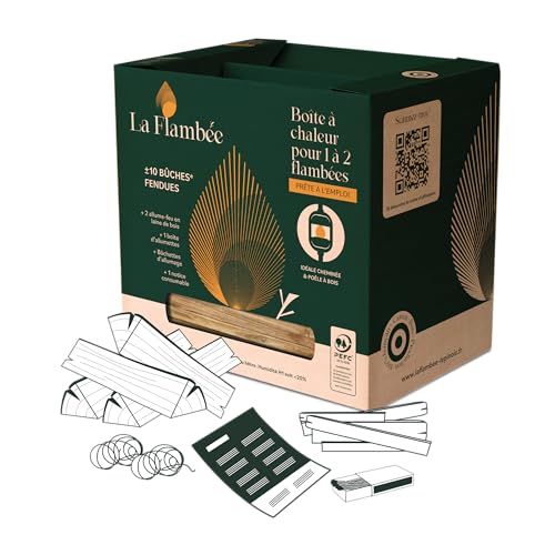 La Flambée Kit d'Allumage Complet, Bois de Chauffage,10 Bûches de 33cm, Allume-feu, pour Poêle, Four à Pizza et Braséro