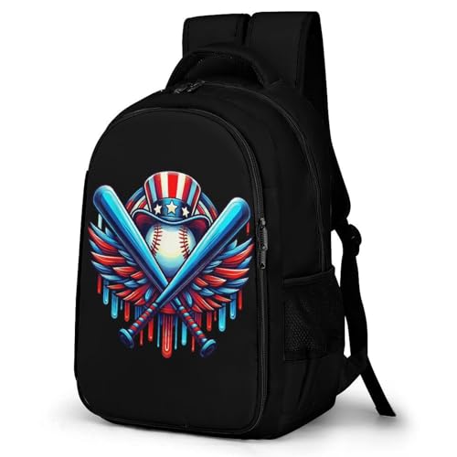 Baseball Home Plate Drip American Flag Game Day Backpack Large Capacity Backpacks Leisure Travel Daypack 12.6X7.3X16.5 Inch