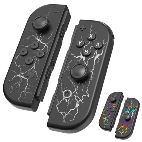 Nintendo Switch Joy-Con Controller Replacement, RGB Lightning Effects, Motion Control and Dual Vibration, Black