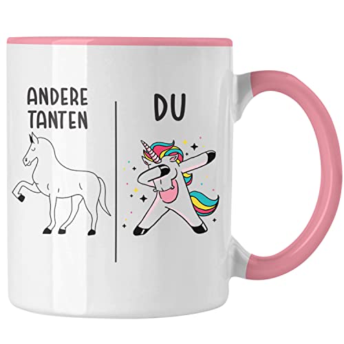 Trendation - Beste Tante Geschenk Tasse mit Spruch Kaffeetasse für Tante Geschenkidee (Rosa)