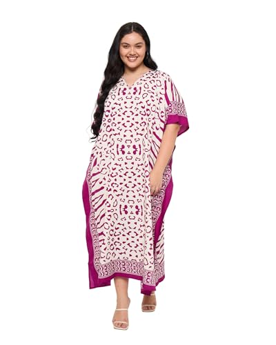 Image of Gypsie Blu Women Plus Size Kaftan Dress Beach Cover Up Maxi Dresses for Women, V-Neck Kimono Sleeve 1X-3X