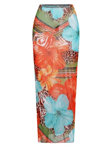 Image of ZAFUL Womens 3pcs Bikini Swimsuits Bandeau 3 Piece Swimwear High Cut Bikini Sets with Long Sheer Coverup Dress
