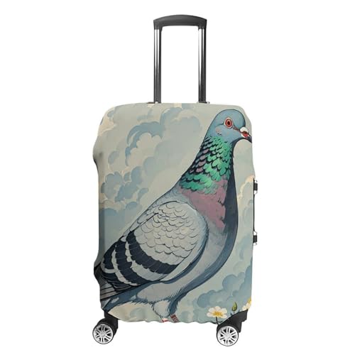 Travel Luggage Cover Elastic Suitcase Protector Anti-Scratch Washable Grey Pigeon Print Luggage Sleeve Tsa Approved Carry on Covers Baggage Cover Fits 18-32 Inch Luggages