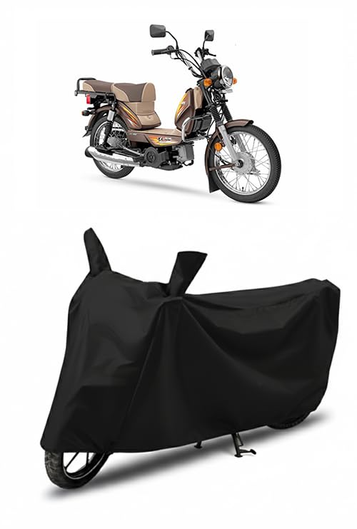 Image of DRAKOWISH Waterproof Scooty Cover for Tvs XL100 | All Weather Protection from Rain, Dust, UV Rays & Scratches with Mirror Pockets & Buckle Belt | XL100 Bike Cover