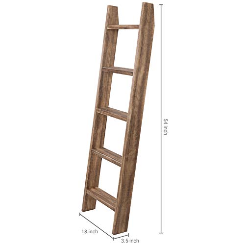 MyGift Wall-Leaning Dark Brown Wood Towel Ladder Rack