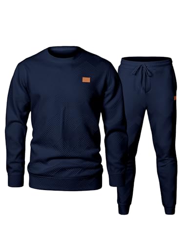 Elegancity Trainingsanzug Herren Set Herren Pullover Sweatshirt und Sporthose Lang 2-Teilige Jogginganzug Sportanzug Herbst Tracksuit,Blau 3XL Elegancity Trainingsanzug Herren Set Herren Pullover Sweatshirt und Sporthose Lang 2-Teilige Jogginganzug Sportanzug Herbst Tracksuit,Blau 3XL