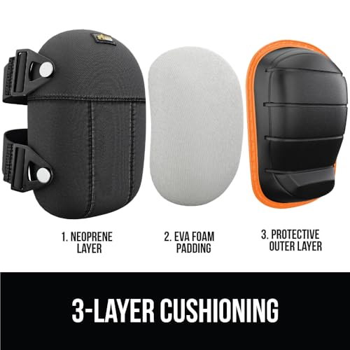 Image of GORILLA GRIP Knee Pads for Work, Gel Cushion Soft Foam for Men Orange