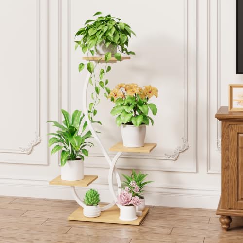 Image of BACEKOLL Plant Stand with Grow Lights 4 Tier Metal Plant Shelf 32 inch White