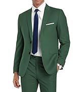 HANBANGWEI Men's Suit 2 Piece Slim Fit Suits for Men 2 Button Notched Lapel Solid Suit Jacket Pan...