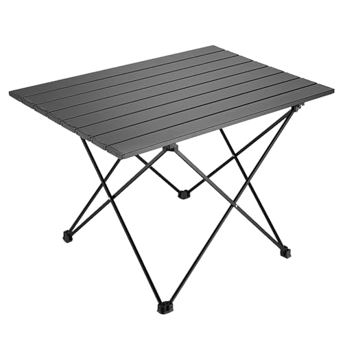 YIKANGHENG Folding Camping Table, 16 Inch x 13.8 Inch x 11.4 Inch Black Carbon Steel Foldable Table with Storage Bag for Home and Outdoors (S)