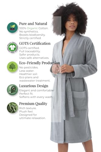 Organic Turkish Cotton Terry Hooded Kimono Bathrobe, Robe for Women2