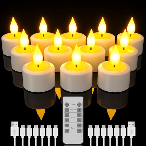 SoulBay Wiederaufladbare Teelichter, 12 Stück Wiederaufladbare Kerzen...