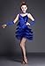 Z&X Women's Salsa Latin Dance Dress Sequin Fringe Strap Party Dress Ballroom Dancing 5 Pieces Outfits Tag L, Royal Blue
