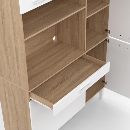 Buffet de cuisine avec colonne de rangement 120 CM CINA 6 portes + tiroir façon hêtre et - vue 7