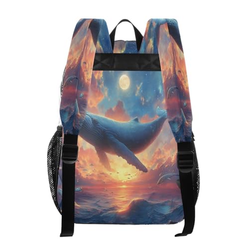Whale Cloud Ocean Clear Backpack Heavy Duty See Through Transparent PVC BookBag for Kids Boy Girl School Work3