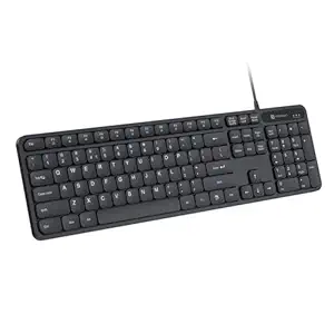 Portronics Ki-Pad 3 USB Wired Keyboard with Large Keycaps, Noise-Free Typing, Fn Multimedia Hotkeys, Full-Size Layout with Num Pad, Ergonomic Design, 1.5m USB Cable, for Laptop, PC, Mac (Black)