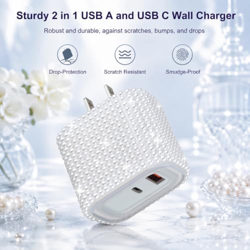 Image of Aolcev for iPhone Charger Fast Charging Pearl 2 in 1 USB C Charger Block