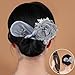 JIEYAO 2PCS Hand Embroidered Flowers Deft Bun, French Hair Maker Sparkly Ball Clip Flower Roller Lazy Curler for Long Thin Hair Accessories for Women