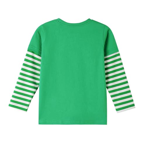 Boys St Patricks Day Shirt Toddler Kids Long Sleeve T-Shirt Clover Shamrock Irish Green Tee Tops Holiday Clothes3