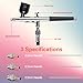 KingMiKi Airbrush Kit with Air Compressor, 22/30/50 PSI High Pressure Air Brush Non-Clogging with 0.2/0.3/0.5mm Nozzle/Cleaning Sets, Ideal for Painting, Modeling, Cake Decor, Makeup,Nail Art