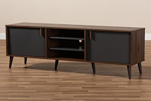 Baxton Studio Salubelle Tv Stand, Walnut Brown/Dark Grey #TOP7