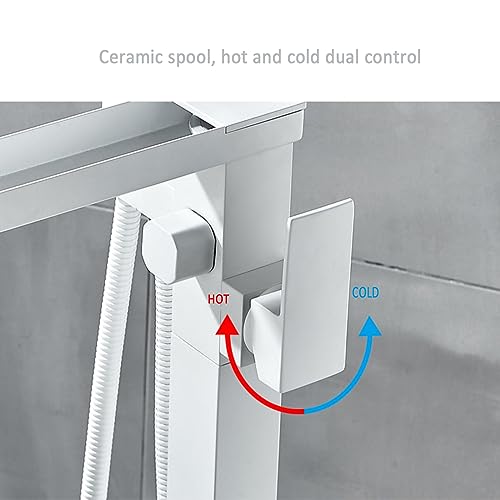 Mitigeur îlot cascade blanc avec douchette 2 modes et bec 360°