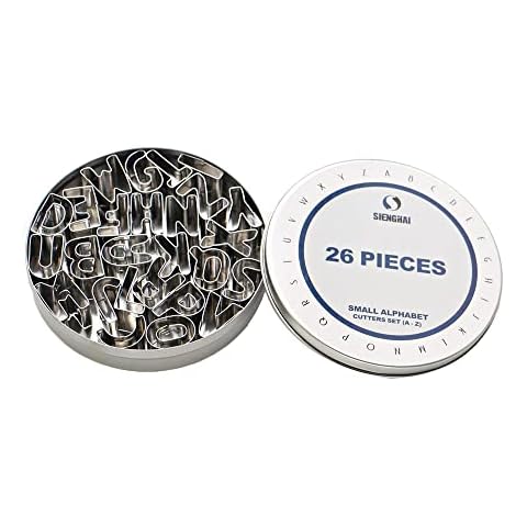 SurgeHai 26-Piece Small Alphabet Cutters Set (A - Z), Stainless Steel Decorating Tools Letters Fondant Cutters Cover
