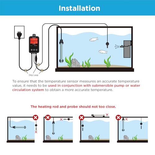 Image of Titanium Aquarium Heater 800W, Submersible Fish Tank Heater with Digital Display Temperature Controller, 0℃-40℃ Adjustable, Fast Heating for 100 ~ 150 Gal Saltwater Freshwater Fish Tank, MX-9015(800W)