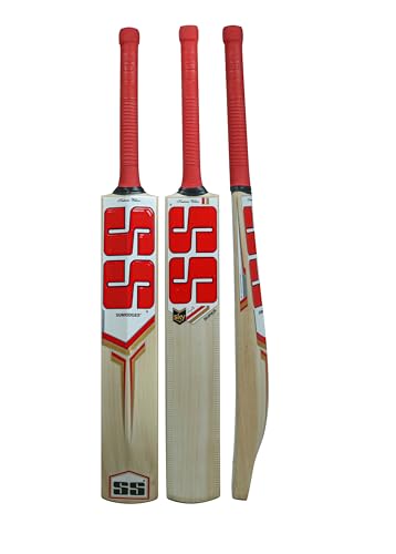 SS Sunridges Sky Super Premium Cricket Kashmir Willow Leather Ball Cricket Bat - Adult Size - Short Handle (Bat Cover Included)
