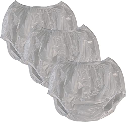 Adult Vinyl Waterproof Pull-On-COVER Incontinence Pants (This is not a diaper) [Pack of 3] Extra Waterproof Protection to GO ON TOP OF/Together with Diapers & Briefs as ADDED Leak Resistance (Large)