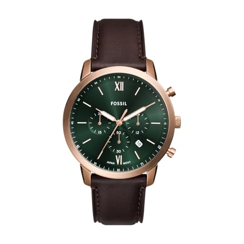 Fossil Reloj Neutra para Hombre, Movimiento cronógrafo de Cuarzo con Correa de Piel, Verde frío Fossil Reloj Neutra para Hombre, Movimiento cronógrafo de Cuarzo con Correa de Piel, Verde frío
