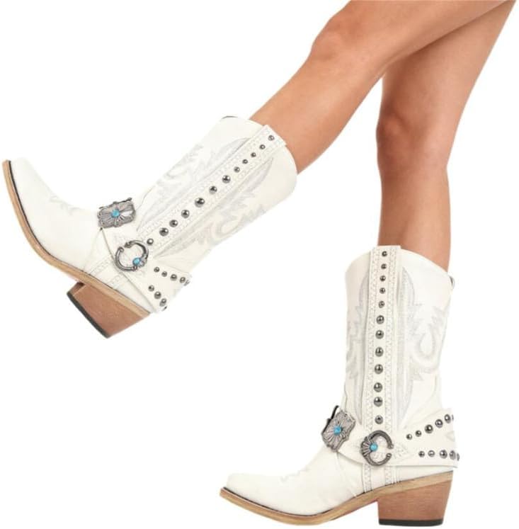 Only maker Cowgirl Western Boots for Women Ankle High Embroidery Pointed Toe Cowboy Rodeo Country Concert Boot - Image 2