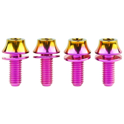 Image of Titanium M5x12mm with Washer Bicycle Water Bottle Cage Bolt 4 Pack