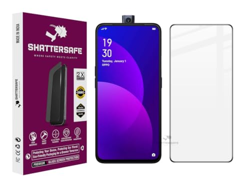 Image of Shattersafe Oleophobic Tempered Glass Screen Protector Compatible For Oppo F11 Pro [Pack of 1]. Edge To Edge Full Screen Protection With Easy Installation Kit & Case Friendly Fit.