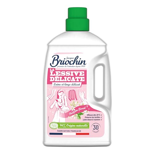 JACQUES BRIOCHIN – Lessive Spéciale Linge Délicat – Parfum Floral – Formule Douce au Savon de Marseille – 30 Lavages – 96% Origine Naturelle – Fabriquée en France – 1,35 L