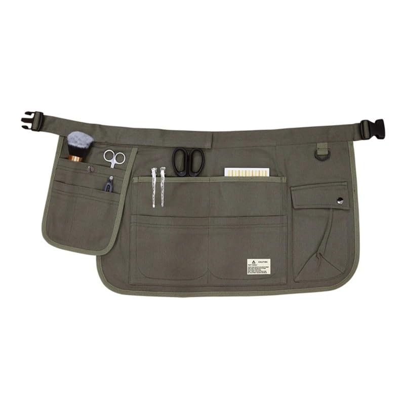 Heavy Duty Detachable Adjustable Tool Belt - Work Apron with Garden Tool Pockets - Utility Belt for Home Improvement - Half Waist Canvas Apron - Green
