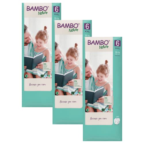 Bambo Nature Premium Eco Pañales, XXL Tamaño 6 (34+ lb/16+ kg) Funda Saver 120 unidades