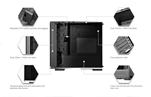 SilverStone SST-LD01B Lucid Mini Tower Micro ATX Custodia per computer, alta prestazione del flusso d'aria silenzioso, 3x vetro temperato