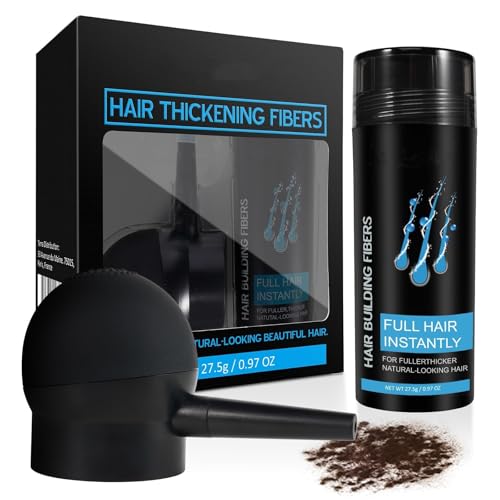 INSKIN Hair Building Fibers, Professional Quality Fibre Hair Powder Spray Hair Fibres Dark Brown Hair Loss Concealer for Men and Women for Bald Spots & Thinning Hair(Dark Brown Set) option