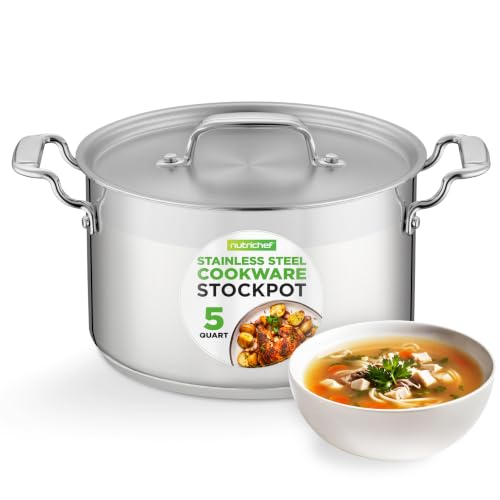 NutriChef 5-Quart Stainless Steel Stockpot...
