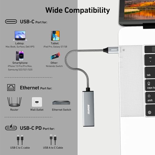 BENFEI BENFEI USB-C ギガビットイーサネットアダプター 000362grey の商品画像 5