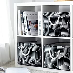pulnimus Fabric Storage Baskets for Shelves [3-Pack] Large Baskets Set Collapsible Baskets for Organizing,Decorative Baskets Bins with Handles for Clothes,Toy,Home Closet Office (Black Cube)