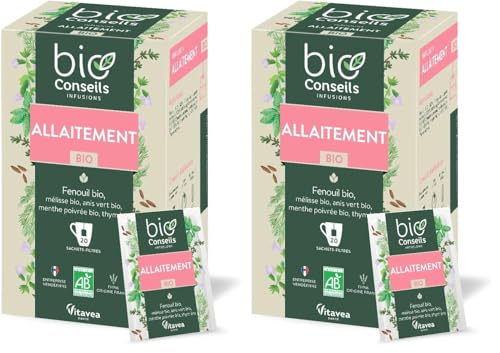 BioConseils - Infusion bio Maman Allaitement - fenouil mélisse anis vert menthe thym - 20 sachets (Lot de 2)