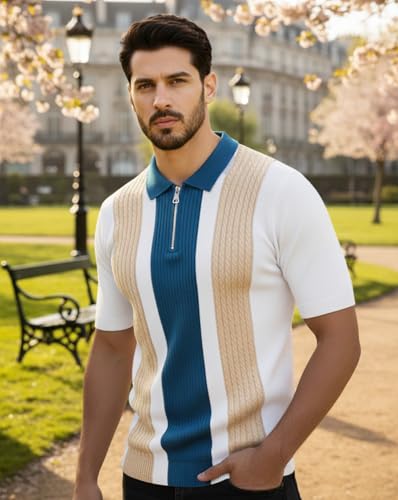 Image of AUSK Men Printed Polo Neck Cotton Blend T-Shirt (Regular Fit, Half Sleeve) || Tshirts for Mens