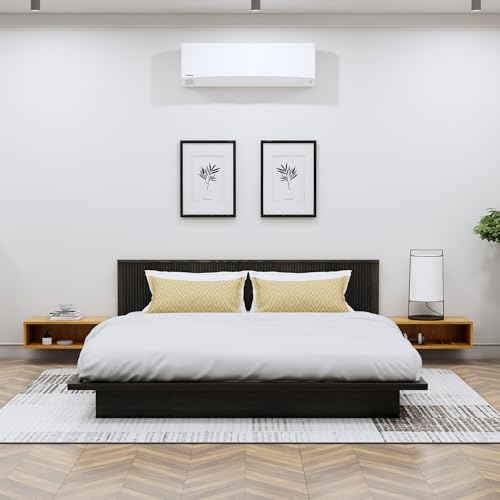 Image of Bniture Modern Low Height King Size Bed Without Storage | Engineered Wood Platform Bed Designer Headboard | Bed King Size Wooden Cot Double Bed for Bedroom 3 Year Warranty (Flower Wenge)