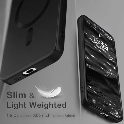 Image of DIZORO Samsung A26 5g Case, Compatible with Mag Safe Back Cover, Matte Luxury Metallic Luster Flexible TPU Wireless Charging Shockproof Case with Camera Protector Lens (Black)