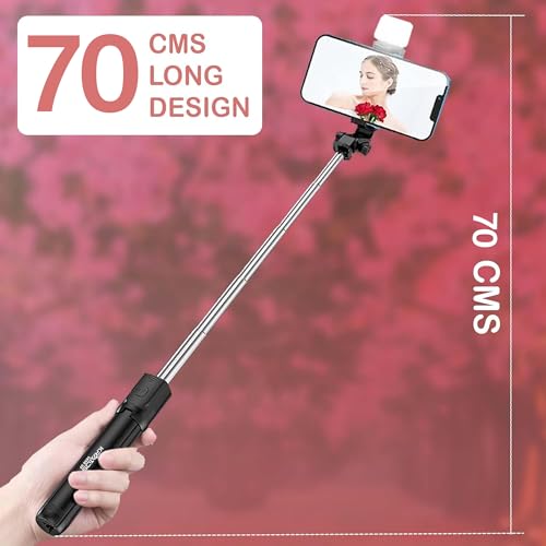 Kratos 28 Inch Selfie Stick Tripod Stand with Light Charcoal Black - Image 4