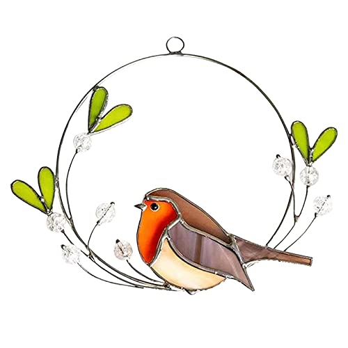 YFCTLM Suncatcher Multicolor-Vögel auf Drahtfärbelt Suncatcher Vögel Buntglas Fenster-Hängern Panel Dekoration Zubehör (Color : 5) Cover