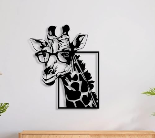 Image of Saifix Giraffe Metal Wall Art | Tall Vertical Wall Hanging for Home & Cafe Decor | Elegant Laser Cut Steel Animal Artwork | Rust-Proof Matte Powder Coated Finish
