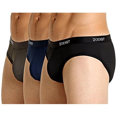 2(X)IST Men's Micro Speed Dri No Show Brief 3-pack Base Layer Underwear, Black/Charocal/Varsity, M UK Cover